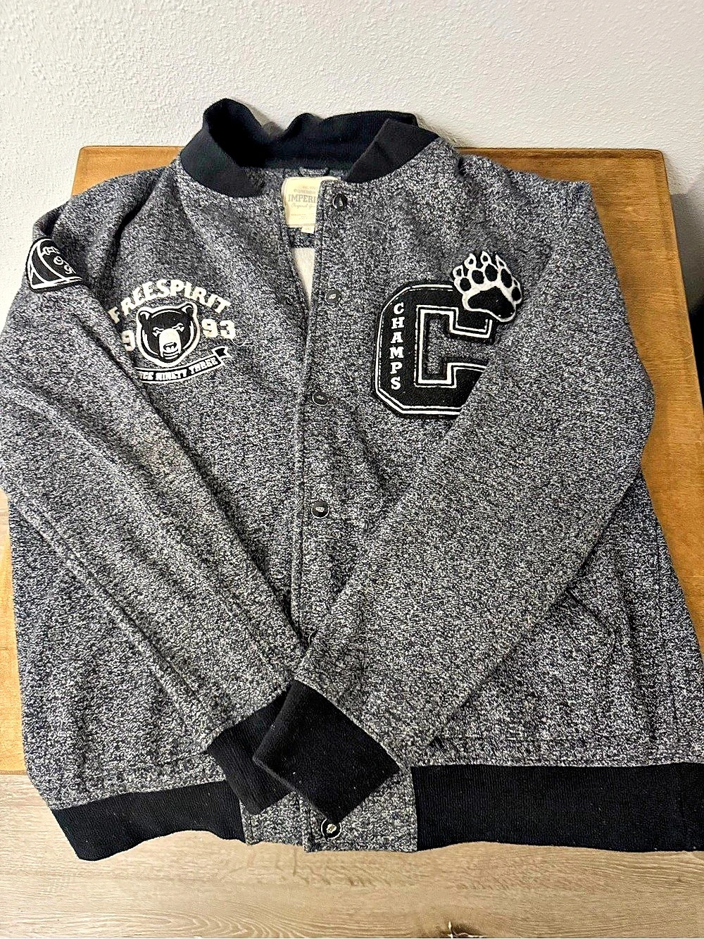 Imperious Free Spirit 1993 Champs Varsity Jacket Black & Gray 2XL